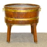 Georgian and later wine cooler, oval, lined, moulded legs.