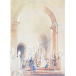 F.J.J., Statue Gallery The Louvre, initialled and dated '46, watercolour, 33.5 x 24cm.