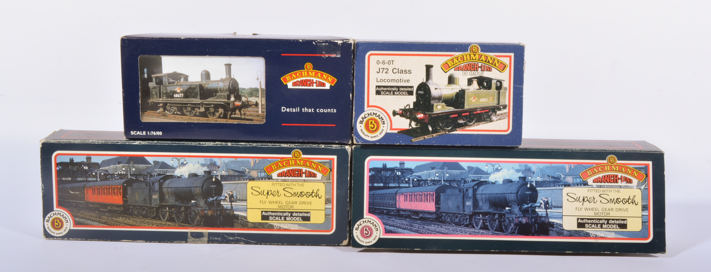 00 gauge railway locomotives by Bachmann, 31-054 J72 tank LNER 2313, 31-850 J39 1974 LNER,