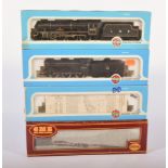 00 gauge railway locomotives by Airfix, 54121-3 Royal Scot, 54123-9 4F fowler (x2),