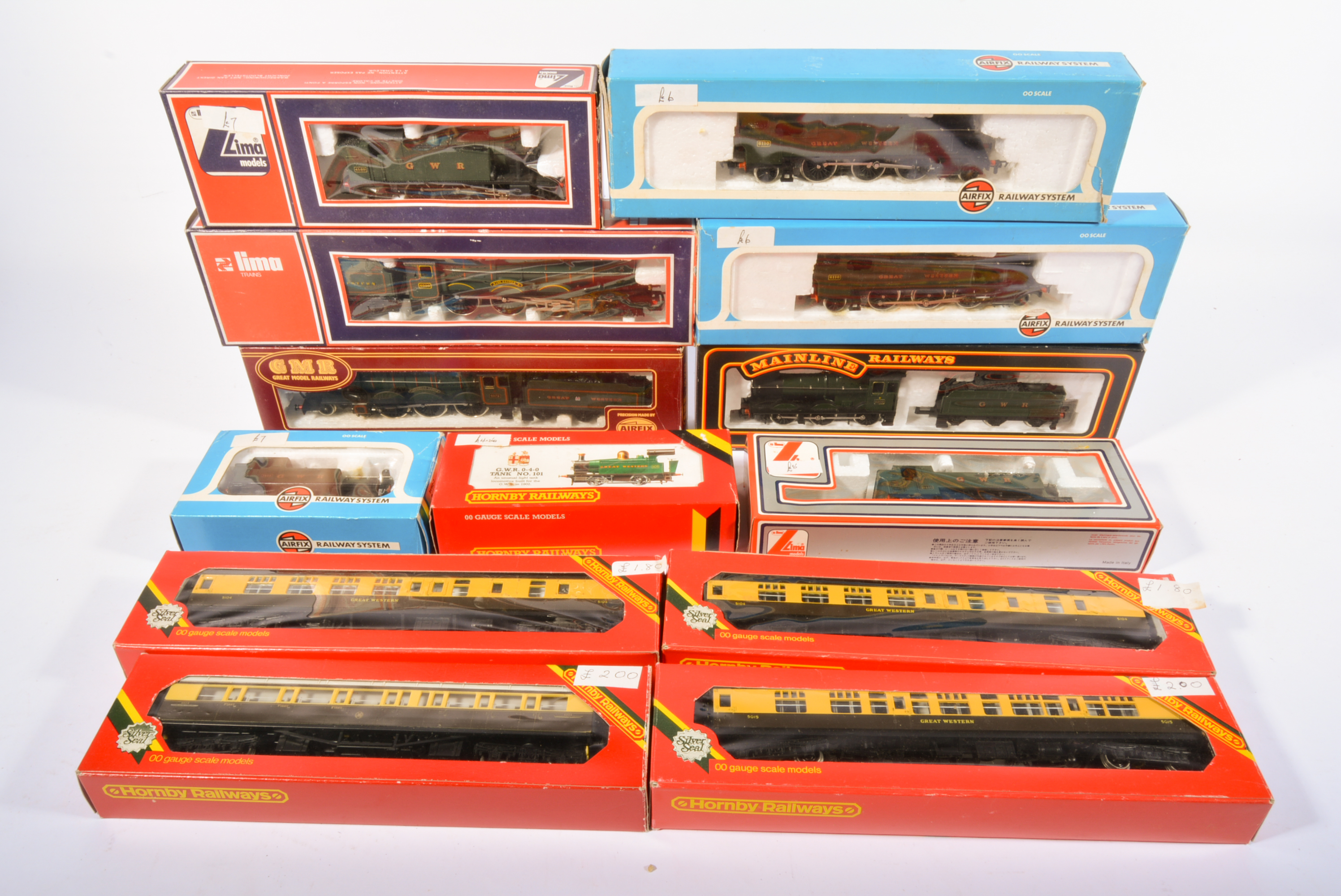 00 gauge railway collection, including many Hornby, Lima and Airfix locomotives, wagons, coaches,