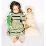Armand Marseille bisque headed doll, mould 370 with replaced limbs on rag body, 50cm,