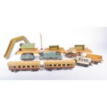 Marx tinplate locomotive train engine with wagons, coaches,