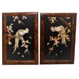 A pair of Japanese lacquered panels,