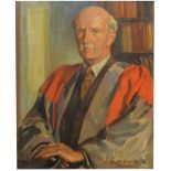 George Herbert Buckingham Holland, Professor Gilbert Murray, half-length seated in a library,