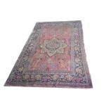 Antique Tabriz pattern rug, central medallion with palmettes on a red ground, border with in guards,