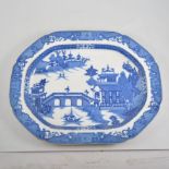 Staffordshire transfer ware meat plate, Chinoiserie design, 51cm and three others, (4).