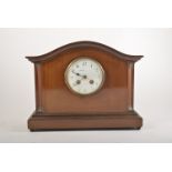 Edwardian inlaid mahogany mantel clock, white enamel dial signed Walker & Hall Limited,