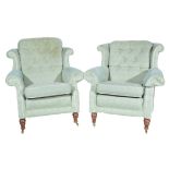 Cottage wing-back three-piece suite, including two seat settee, two matching armchairs,