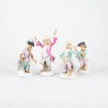 Collection of Continental porcelain monkey band figures, including Conductor, 14cm, (13).