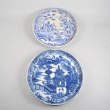 Spode transfer ware cheese stand, figures on a bridge, diameter 27cm,