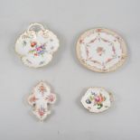 Quantity of Dresden and Continental porcelain dishes and plates, handpainted with floral designs,