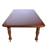 Victorian style mahogany dining table, rectangular top with rounded corners, moulded edge,