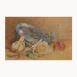 Victorian School, Still life with White Roses, watercolour, monogrammed KMW and dated 1884,