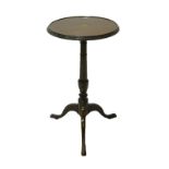 Georgian mahogany pedestal wine table, circular top with fan marquetry roundel, moulded edge,