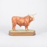 Royal Worcester "Highland Bull", modelled by Doris Lindner, number 170, on an oval plinth.