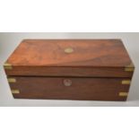 Victorian walnut writing box, brass mounts, 50 x 25cm.