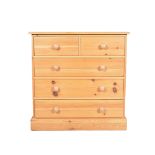 Modern pine chest of drawers, rectangular top with a moulded edge,