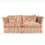 Contemporary bespoke Knoll type settee, multi coloured striped upholstery,