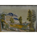 Woolwork picture, Country house, 45 x 57cm.