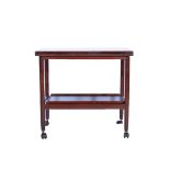 Stained wood dinner wagon, rectangular fold-over top with a tray undertier, width 71cm, depth 44cm,