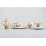 Quantity of Dresden porcelain handpainted tea wares, including miniature teaware.