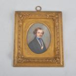 Victorian School, oval portrait miniature, 'A Gentleman', 11cm x 8cm.