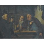 Munich School, tavern interior, oil on canvas, unsigned 37cm x 50cm.