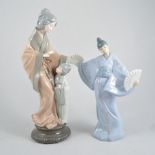 Six Nao figures including Chinese figures, girl with a metal hoop and puppy dog,