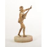 Gilt spelter figure of a lute player, on oval onyx base, unsigned, 23cm.