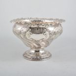 A large late Victorian silver pedestal bowl,