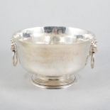 A silver twin handled pedestal bowl,