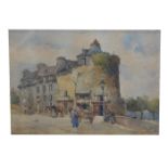 French Street Scene, late 19th century watercolour, indistinctly signed, 25 x 34xm,