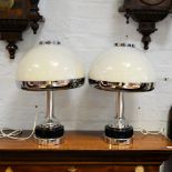 Pair of Art Deco style chrome plated mushroom shaped table lamps.