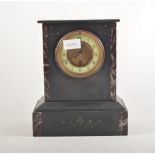 Victorian black and coloured marble mantel clock, ivorine chapter ring, cylinder movement, 27cm.