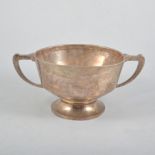 A silver twin handled pedestal bowl,