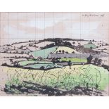 Rigby Graham Preparatory landscape study signed and dated 1953, watercolour and wash 23.5cm x 31cm.
