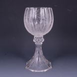 Bohemian glass Huntsman's goblet, late 19th Century, octagonal swollen bowl,