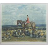 After Sir Alfred Munnings Stanley Barker and the Pytchley Hounds colour print published by Frost &