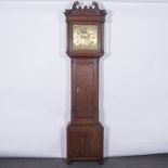Oak longcase clock, square brass dial, signed PATTISON, HALIFAX,
