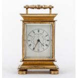 Barraud, London, 1819 Gilt metal carriage type timepiece, rectangular silvered face,