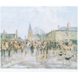 Lionel Edwards The Pytchley Hunt, Crick Meet, 1952 signed, colourprint,