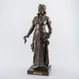 After Jean-Louis Gregoire Marguerite dark patinated bronze figure 52cm.