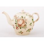 Creamware ovoid teapot, probably Cockpit Hill, Derby, circa 1770, double-twist strap handle,