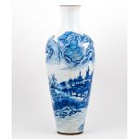 Chinese blue and white vase, Kangxi style, of shouldered baluster form,