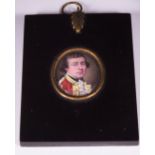 Henry Spicer Portrait of Dacre Hamilton of the 37th Regiment an enamel over miniature 3.5cm x 2.