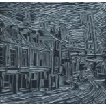 Rigby Graham Street scene woodblock 22.5cm x 22.5cm.