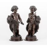 After Claude-Michel Clodion Summer; and Autumn two patinated bronze figures height 36cm (2).