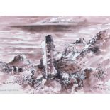 Rigby Graham Ruined Engine House, Sark signed and dated 1970, watercolour 38cm x 48cm.