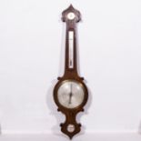 William IV rosewood banjo shape barometer, silvered dial signed C.